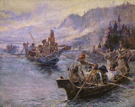 Charles M Russell Lewis and Clark on the Lower Columbia Sweden oil painting art